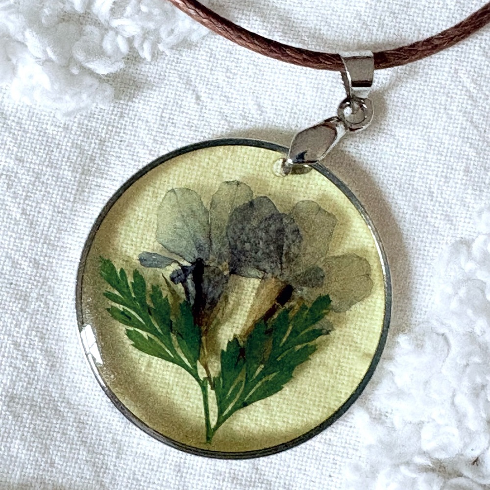 Floral Pendant Necklace with Silver Accents